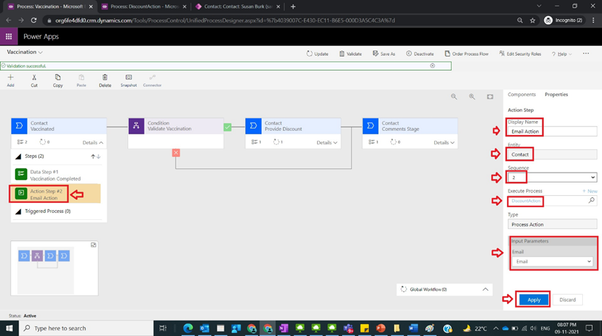 Call Action from BPF in Dynamics CRM